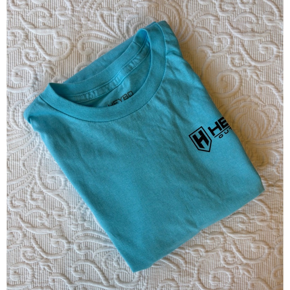 Heybo Outdoors Mens Shuckin Oyster Graphic T-Shirt Blue Cotton Medium NWT